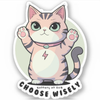 Battery at 50 Choose Wisely – Introvert Humour  Aufkleber