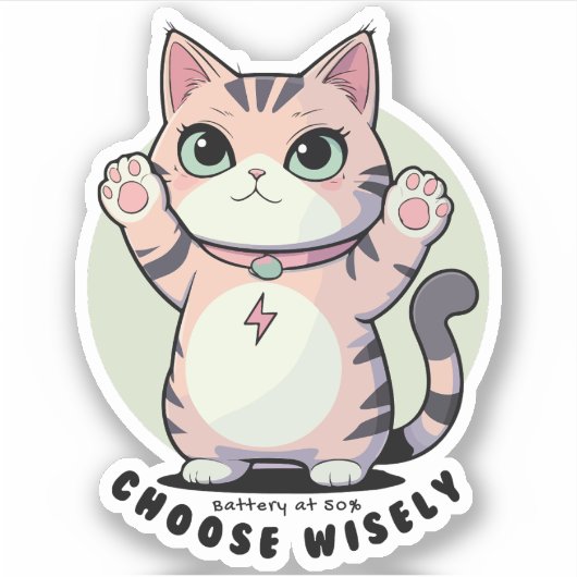 Battery at 50 Choose Wisely – Introvert Humour  Aufkleber (Vorderseite)