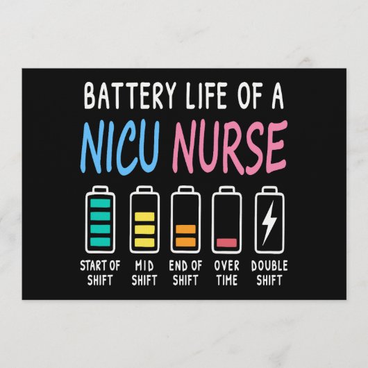 Battery life of a NICU nurse humor level Einladung (Vorderseite)