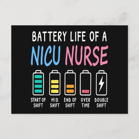 Battery life of a NICU nurse humor level Postkarte (Vorderseite)