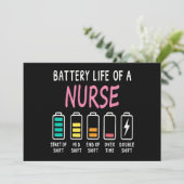 Battery life of a nurse humor chart einladung (Stehend Vorderseite)