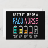 Battery life of a PACU nurse levels humor Einladung (Vorne/Hinten)