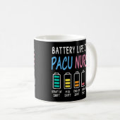 Battery life of a PACU nurse levels humor Kaffeetasse (VorderseiteRechts)