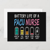 Battery life of a PACU nurse levels humor Postkarte (Vorne/Hinten)