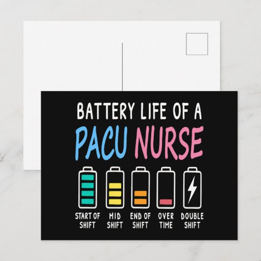 Battery life of a PACU nurse levels humor Postkarte (Vorne/Hinten)