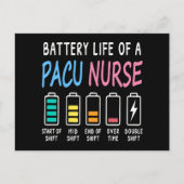 Battery life of a PACU nurse levels humor Postkarte (Vorderseite)