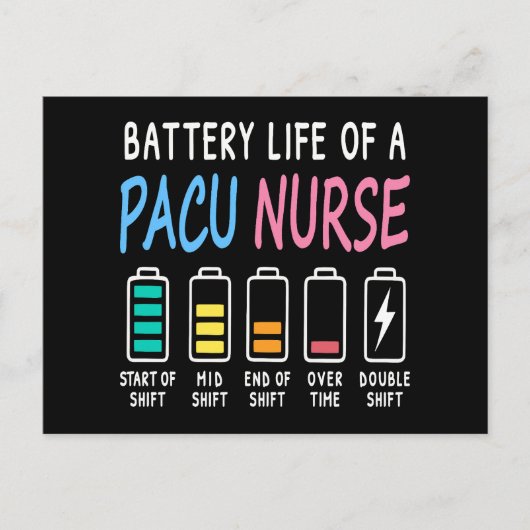 Battery life of a PACU nurse levels humor Postkarte (Vorderseite)