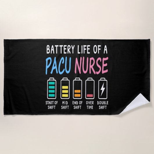 Battery life of a PACU nurse levels humor Strandtuch (Vorderseite)
