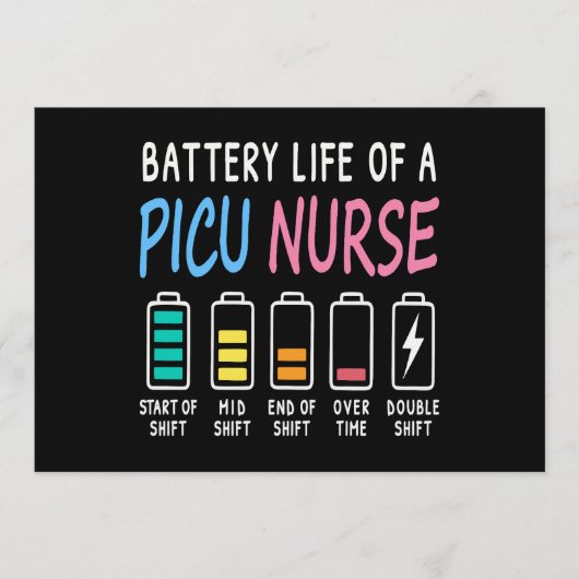 Battery life of a PICU nurse humor chart Einladung (Vorderseite)