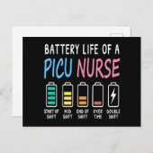 Battery life of a PICU nurse humor chart Postkarte (Vorne/Hinten)