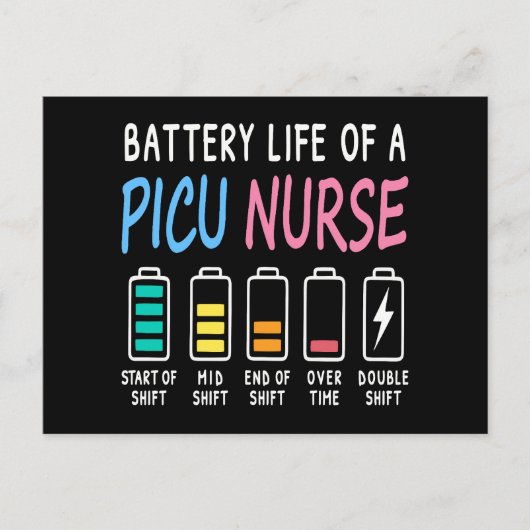 Battery life of a PICU nurse humor chart Postkarte (Vorderseite)