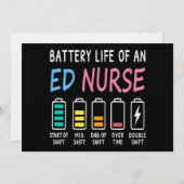 Battery life of an ED nurse levels humor Einladung (Vorne/Hinten)