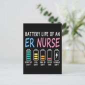 Battery life of an ER nurse humor chart Postkarte (Stehend Vorderseite)