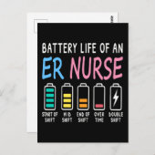 Battery life of an ER nurse humor chart Postkarte (Vorne/Hinten)