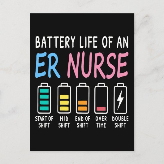 Battery life of an ER nurse humor chart Postkarte (Vorderseite)