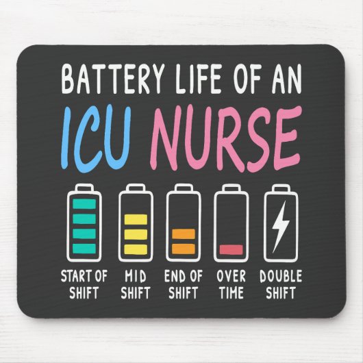 Battery life of an ICU nurse humor chart Mousepad (Vorne)