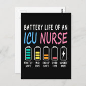 Battery life of an ICU nurse humor chart Postkarte (Vorne/Hinten)