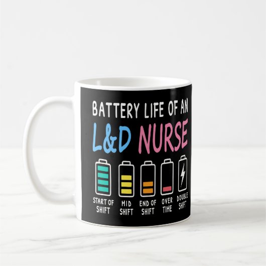 Battery life of an L&D nurse humor chart Kaffeetasse (Links)