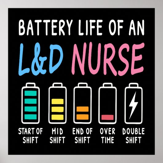 Battery life of an L&D nurse humor chart Poster (Vorne)
