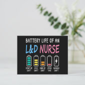 Battery life of an L&D nurse humor chart Postkarte (Stehend Vorderseite)