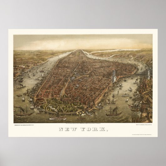 Battery Park, NY Panoramic Map - 1873 Poster (Vorne)