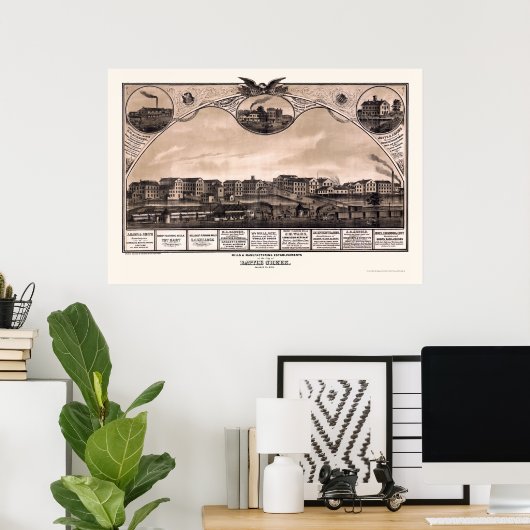 Battle Creek, MI Panoramic Map - 1869 Poster (Heimbüro)