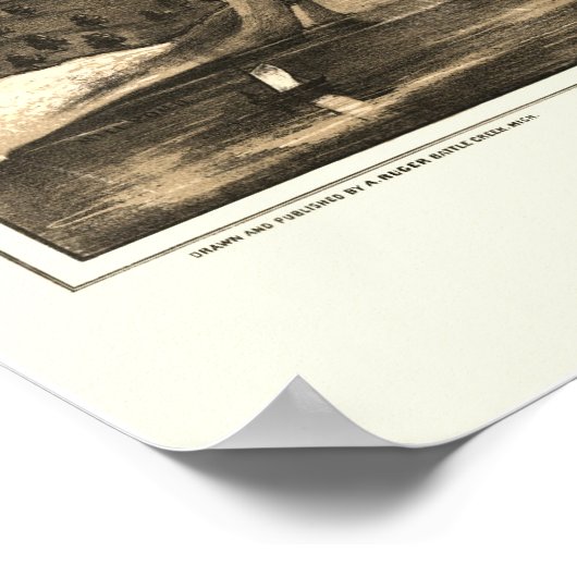 Battle Creek, MI Panoramic Map - 1870 Poster (Ecke)