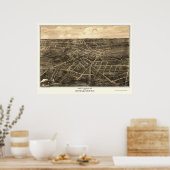 Battle Creek, MI Panoramic Map - 1870 Poster (Küche)