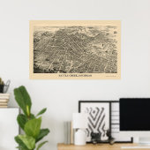 Battle Creek, MI Panoramic Map - 1880s Poster (Heimbüro)