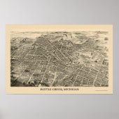 Battle Creek, MI Panoramic Map - 1880s Poster (Vorne)