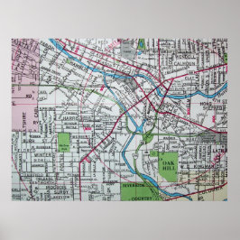 Battle Creek, MI Vintag Map Poster
