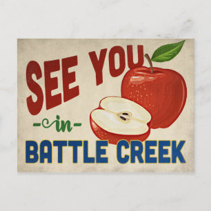 Battle Creek Michigan Apfel - Vintage Reise Postkarte