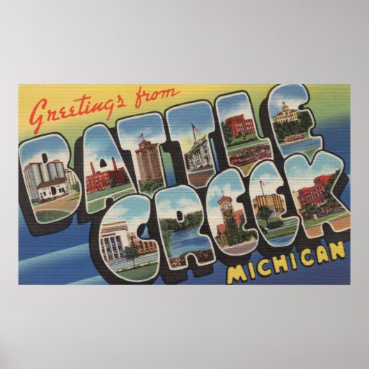 Battle Creek, Michigan - Große Buchstabenszenen Poster (Vorne)