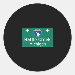 Battle Creek Michigan Interstate Highway Urlaub Runder Aufkleber