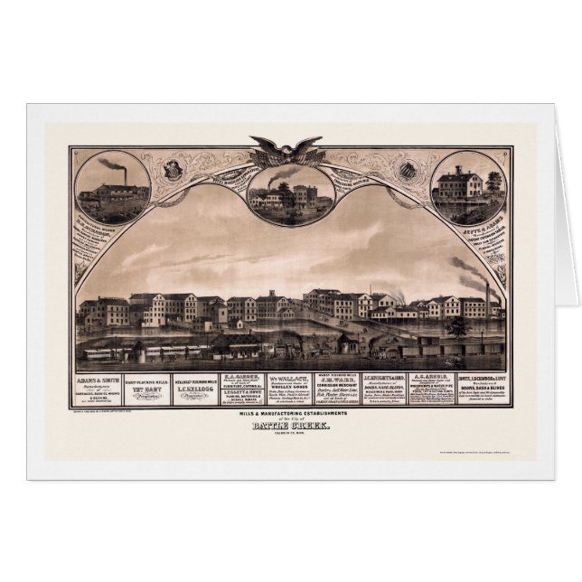 Battle-Creek, panoramische Karte MI - 1869 (Vorderseite (Horizontal))