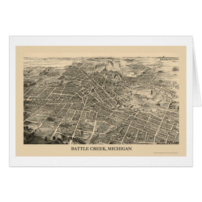Battle-Creek, panoramische Karte MI - 1880s (Vorderseite (Horizontal))
