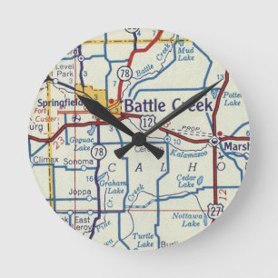 Battle Creek Vintage Runde Wanduhr
