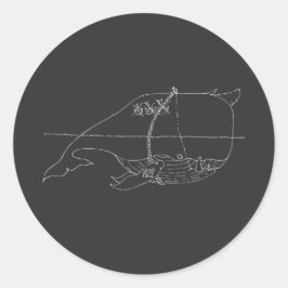 Battle Horn-Whale Line Art Runder Aufkleber