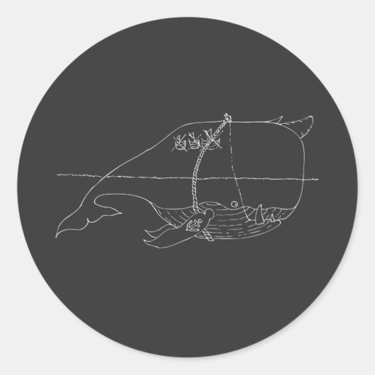Battle Horn-Whale Line Art Runder Aufkleber (Vorderseite)