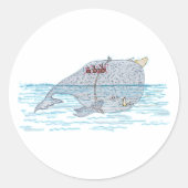 Battle Horn-Whale Runder Aufkleber (Vorderseite)