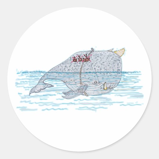 Battle Horn-Whale Runder Aufkleber (Vorderseite)