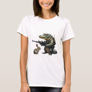 Battle-Ready Alligator und neugieriges Kaninchen T-Shirt