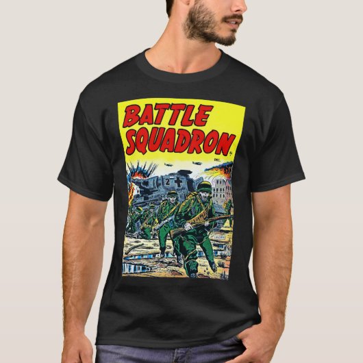Battle Squadron Hubschrauber Krieg Vintagen Comice T-Shirt (Vorderseite)