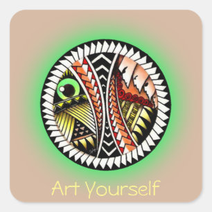 Battle Tattoo Zeichnend Quadratischer Aufkleber