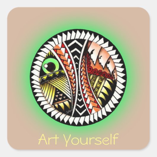 Battle Tattoo Zeichnend Quadratischer Aufkleber (Vorderseite)