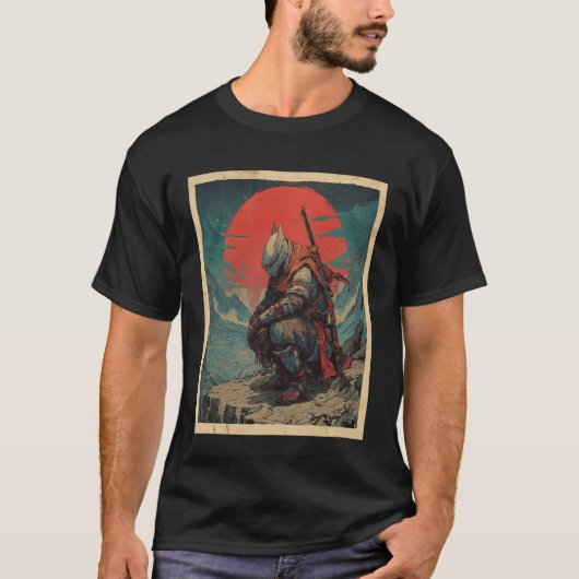 Battle Worn Masked Samurai Warrior Japanese Sun Ba T-Shirt (Vorderseite)