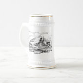 Battleship Bismarck Stein Bierglas (Vorderseite Links)