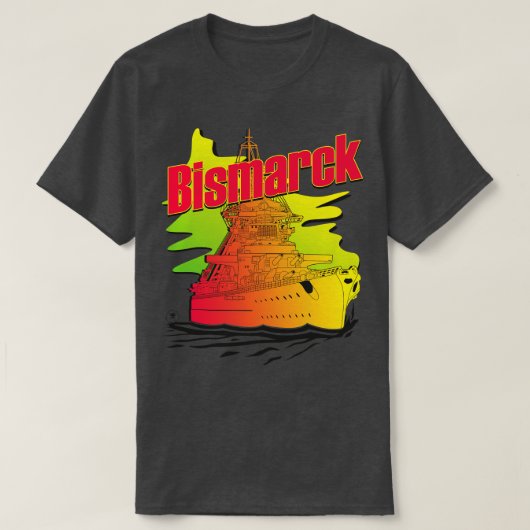 Battleship Bismarck Synthwave-Stil T-Shirt (Design vorne)