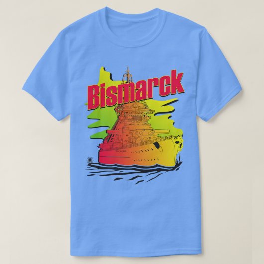 Battleship Bismarck Synthwave-Stil T-Shirt (Design vorne)