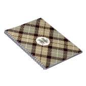Battleship Gray Kariert Tartan Monogram Script Nam Notizblock (Rechte Seite)